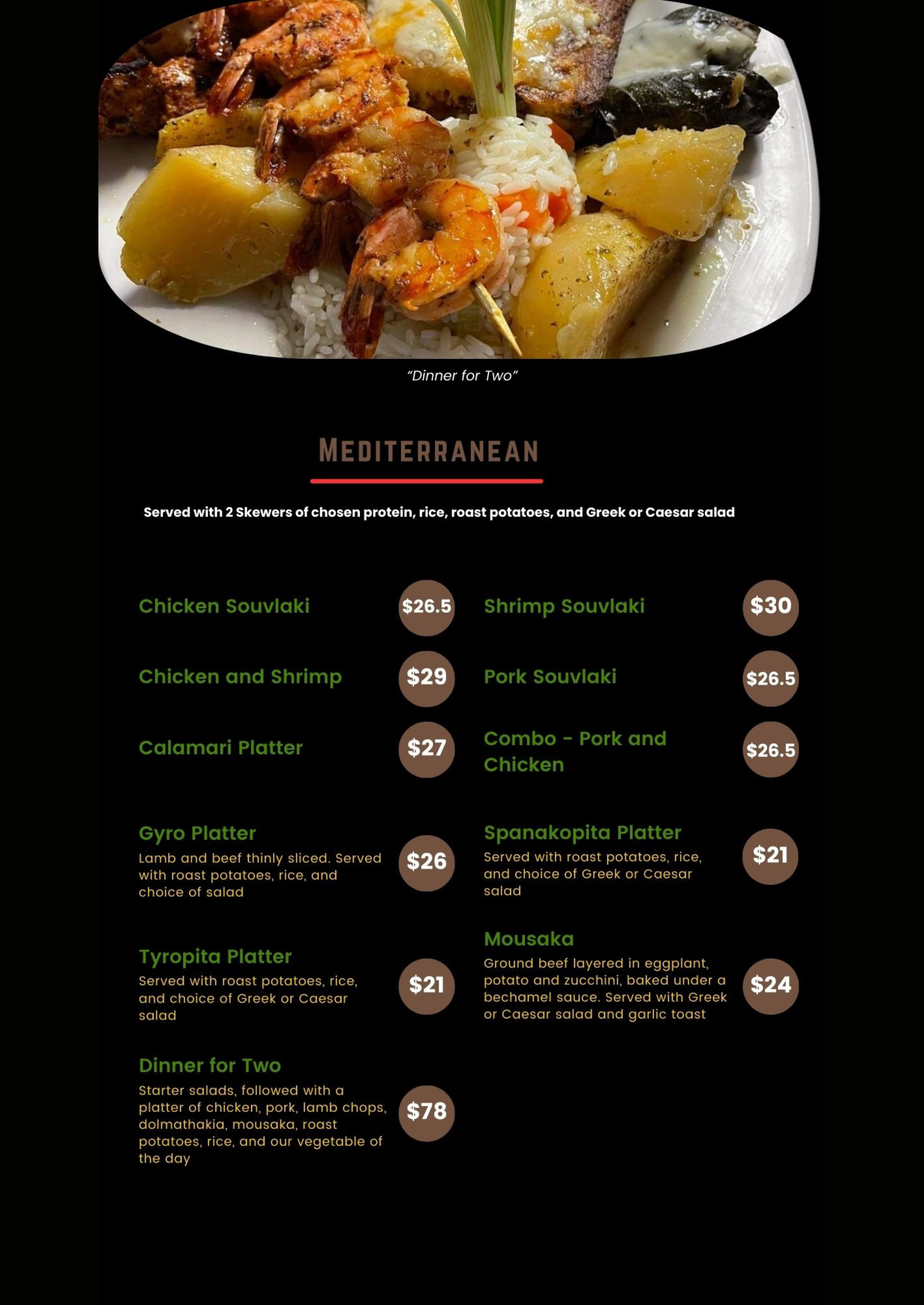 Dinner Menu page 3