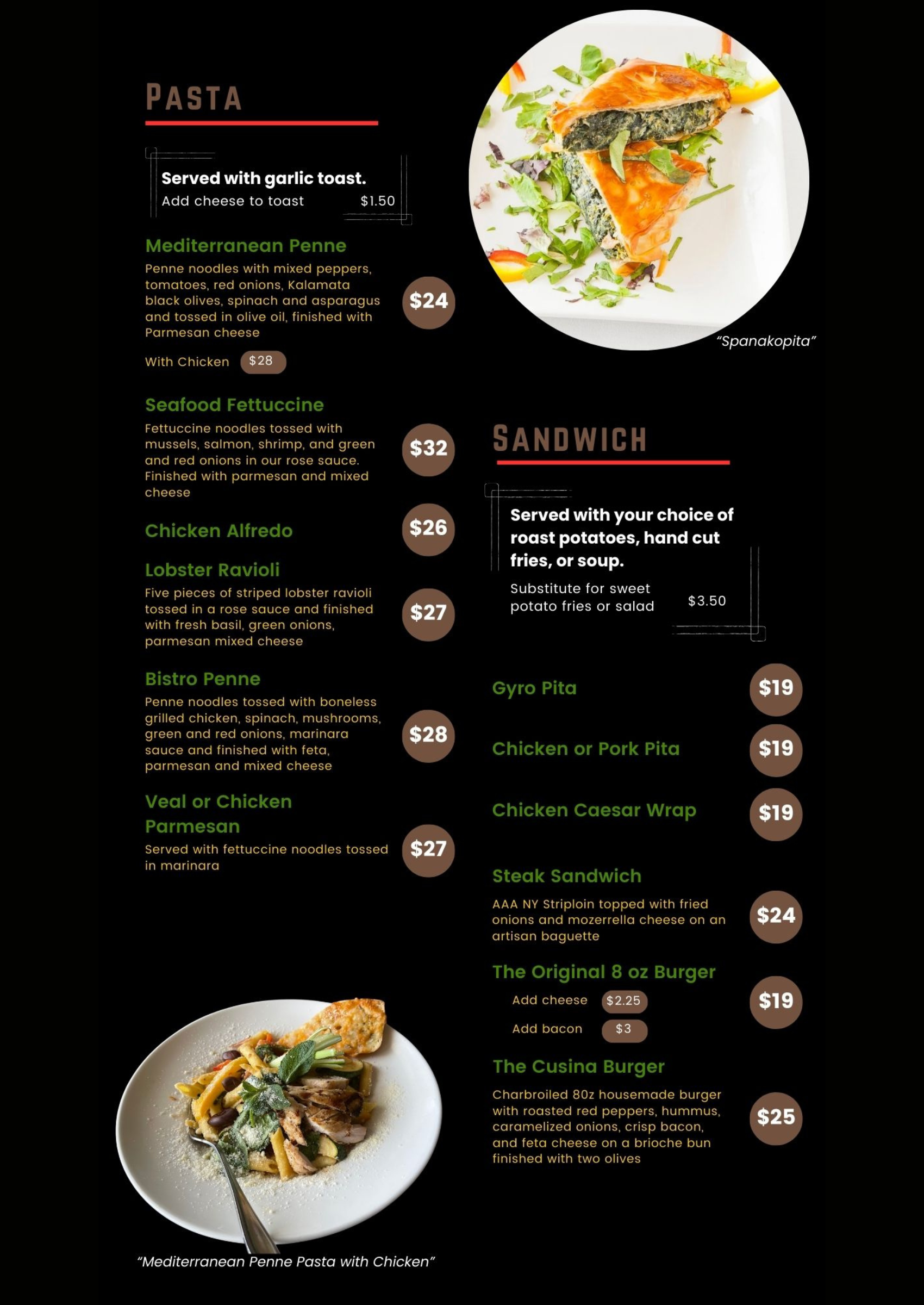 Dinner Menu Page 4